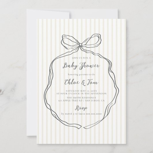 Whimsical Neutral Bow Baby shower Kaart (Voorkant)
