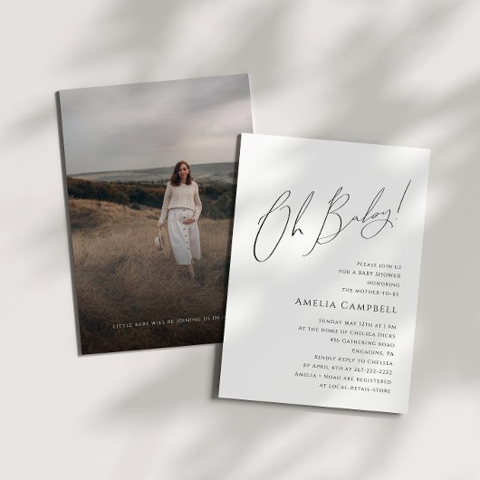 Whimsical Neutral Oh Baby! Foto Baby shower Kaart