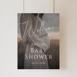 Whimsical Neutral Photo Welkom Baby shower Sign Poster
