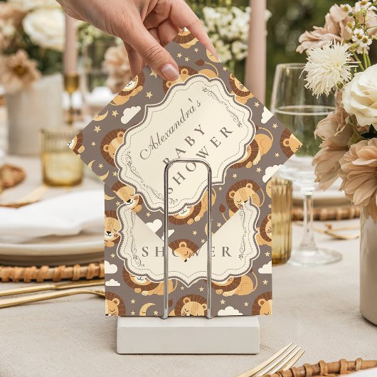 Whimsical Neutral Safari Lion Baby Shower Servet