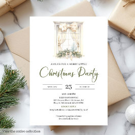 Whimsical Neutral Sage Beige Christmas Party Kaart