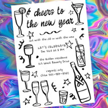 Whimsical NEW YEAR Party Cocktail Drinken Custom