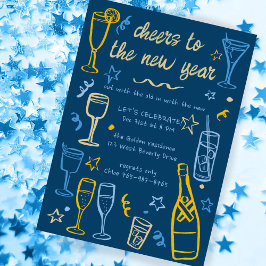Whimsical NEW YEAR Party Cocktail Drinken Custom Kaart