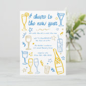 Whimsical NEW YEAR Party Cocktail Drinken Custom Kaart (Staand voorkant)