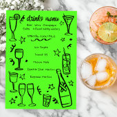 Whimsical NEW YEAR Party Cocktail Drinks Custom Menu