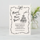 Whimsical New Year's Eve Party Kaart (Staand voorkant)