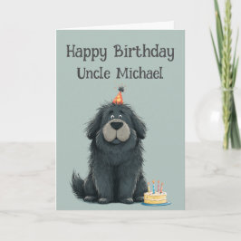 Whimsical Newfoundland Dog Birthday Card Kaart