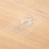 Whimsical Niets Fancy Alleen liefde bruiloft doodl Acryl Uitnodigingen (Laagn)