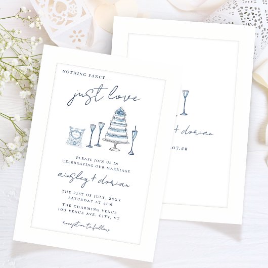 Whimsical Niets Fancy Alleen liefde bruiloft doodl Kaart