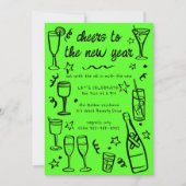 Whimsical NIEUWJAARSPARTY Cocktaildrankjes op maat Kaart (Voorkant)