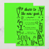 Whimsical NIEUWJAARSPARTY Cocktaildrankjes op maat Kaart (Voorkant / Achterkant)