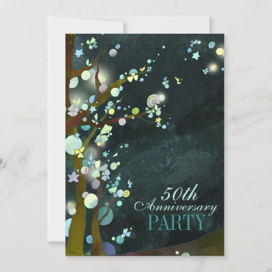 Whimsical Night 50th Jubileum Party Kaart (Voorkant)