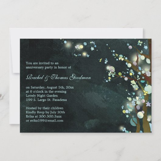 Whimsical Night 50th Jubileum Party Kaart (Achterkant)