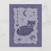 Whimsical Night Cat Folk Art Postcard Briefkaart (Voorkant)