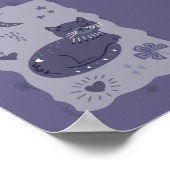 Whimsical Night Cat Folk Art Poster (Hoek)