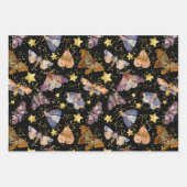 Whimsical Night Moth Butterflies Faux Gold Stars Inpakpapier Vel (Voorkant 3)