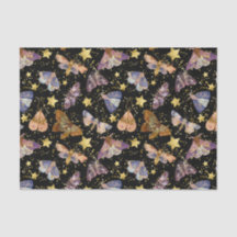 Whimsical Night Moth Butterflies Faux Gold Stars