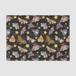 Whimsical Night Moth Butterflies Faux Gold Stars Tissuepapier