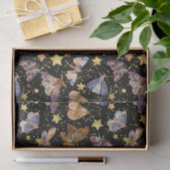 Whimsical Night Moth Butterflies Faux Gold Stars Tissuepapier (Geschenk)