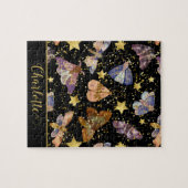 Whimsical Night Moth Butterflies Glitter Star Name Legpuzzel (Horizontaal)