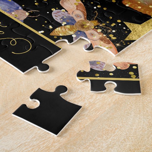 Whimsical Night Moth Butterflies Glitter Star Name Legpuzzel (Zijkant)