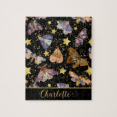 Whimsical Night Moth Butterflies Glitter Star Name Legpuzzel (Verticaal)