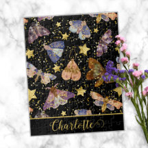 Whimsical Night Moth Butterflies Glitter Star Name
