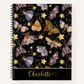 Whimsical Night Moth Butterflies Glitter Star Name Notitieboek (Voorkant)