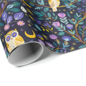Whimsical Night Owl Pattern – betoverend bos Cadeaupapier (Rol Hoek)