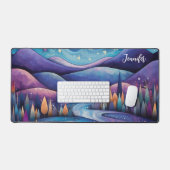 Whimsical Night - rivier, bomen en bergen Bureaumat (Keyboard & Muis)