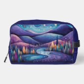 Whimsical Night - rivier, bomen en bergen Toilettasje (Achterkant)