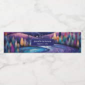 Whimsical Night - Rivier, Bomen en Heuvels Bruilof Waterfles Etiket (Enkel label)