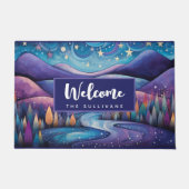 Whimsical Night - Rivier, Bomen en Heuvels Welkom Deurmat (Voorkant)