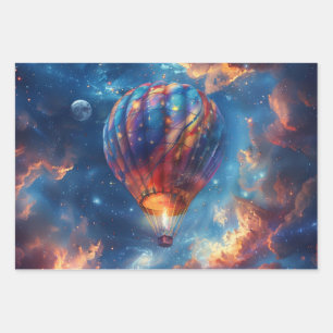 Whimsical Night Sky Hete Luchtballon Rit Inpakpapier Vel