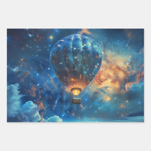 Whimsical Night Sky Hete Luchtballon Rit Inpakpapier Vel (Voorkant 2)