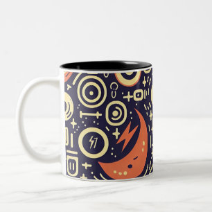 Whimsical Night Sky - Kleurrijk patroonontwerp Tweekleurige Koffiemok