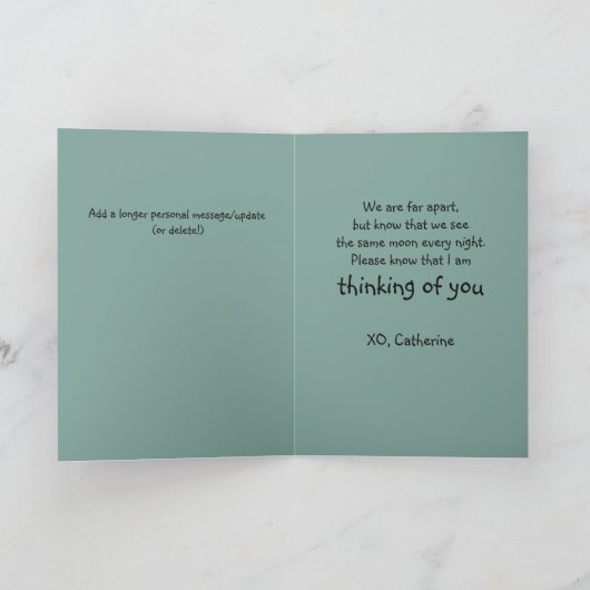 Whimsical Night Sky Owl Crescent Moon Tekening Kaart (Binnen)