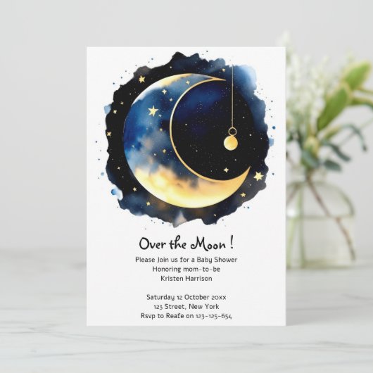 Whimsical Night Sky Waterverf Boy Baby shower Kaart (Staand voorkant)