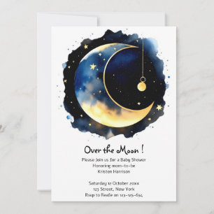 Whimsical Night Sky Waterverf Boy Baby shower Kaart