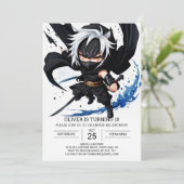 Whimsical Ninja Martial Arts Verjaardag Kaart (Staand voorkant)