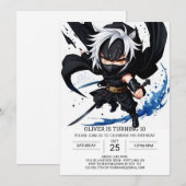 Whimsical Ninja Martial Arts Verjaardag Kaart (Voorkant / Achterkant)