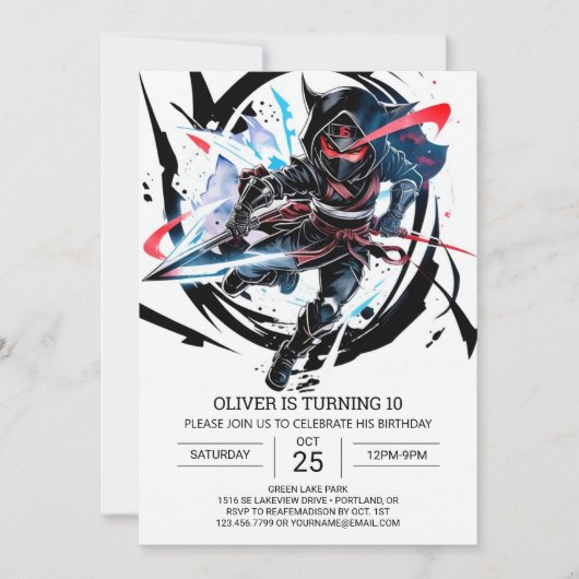 Whimsical Ninja Verrassingsverjaardag Kaart (Voorkant)