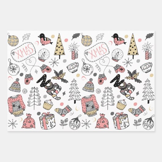 Whimsical Noel Holiday Inpakpapier Vel (Voorkant 3)