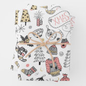 Whimsical Noel Holiday Inpakpapier Vel (In situ)