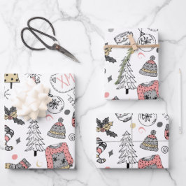 Whimsical Noel Holiday Inpakpapier Vel