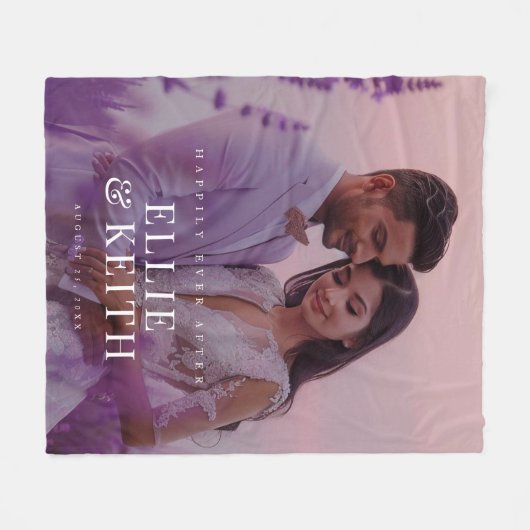 Whimsical nog lang en gelukkig na Paarse fotobruil Fleece Deken (Voorkant (Horizontaal))