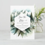 Whimsical Non Photo Mountain Wedding Save The Date (Staand voorkant)