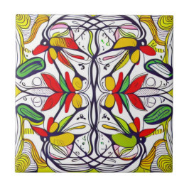 Whimsical Nordic Folk Art Tegeltje