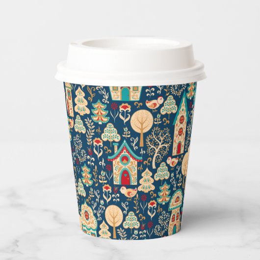 Whimsical Nordic Houses Papieren Bekers (Achterkant)