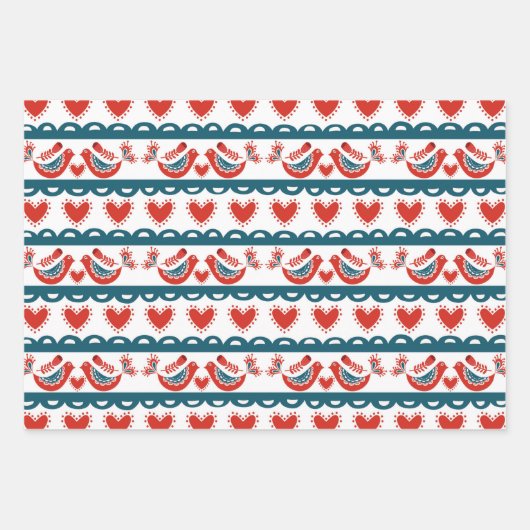 Whimsical Nordic Kerstsierents and Deer Inpakpapier Vel (Voorkant 3)